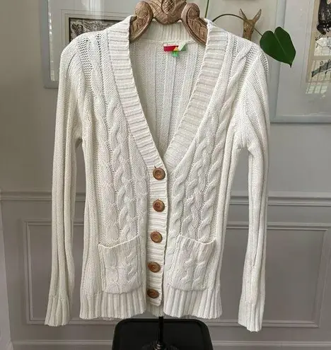 Modcloth Fervour  Fisherman Cardigan Sweater Ivory L