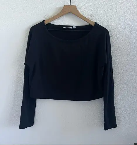 Athleta Black Boat Neck Athletic Cropped Sweatshirt Super Soft Small