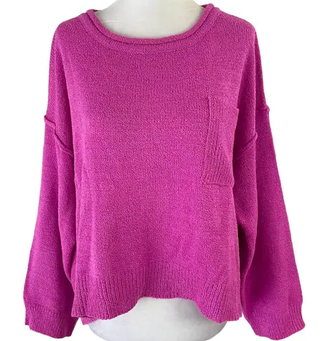 Lumière New  Boxy Pocket Pullover Sweater Pink