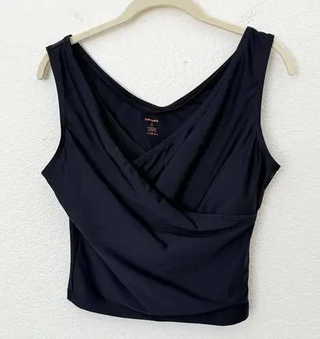 [Honeymark] Black Basil Wrap Swim Tank Top Stretch Workout Modest Size Medium M