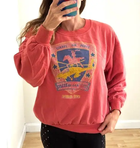 Vintage 80s Israel Air Force Graphic Apache Helicopter Sweatshirt Unisex Pink Size undefined
