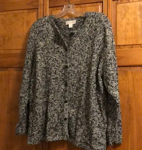 cj banks Black, White, Light Green Marbled Sweater 1X