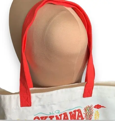 Whereto Okinawa Tote Bag Red Yellow Asian Japanese Dragon Temple Ramen Reusable Red