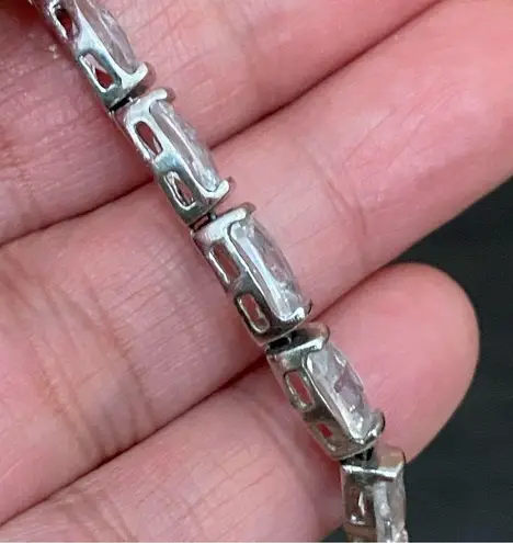 Sterling Silver Vintage FAS 925 Stamped CZ Cubic Zirconia Tennis Bracelet