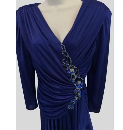 Abby Kent VTG 80s Evening Gown Prom Formal Party Dress Old Hollywood Glam Blue Size 10