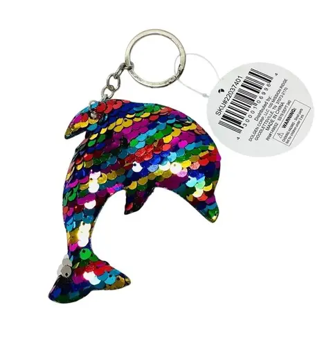 Dolphin Reversible Sequin Glitter Keychain