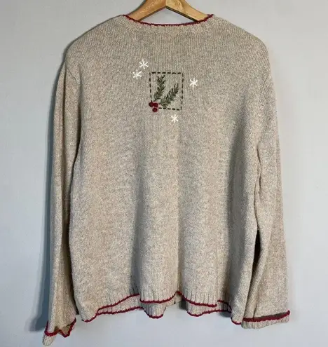 Croft & Barrow Vtg  Ice Skating Christmas Wool Angora Full Zip Sweater Women's L