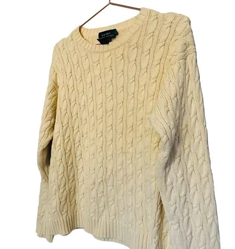 Vintage Lauren Ralph Lauren Cream Cable Knit Fisherman Crew Neck Sweater Size M Size M