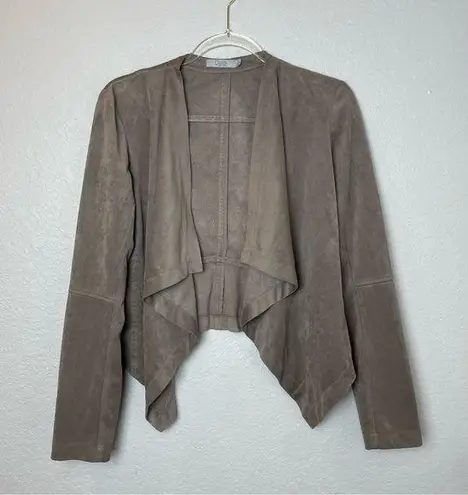 DALIA Faus Suede Women's Taupe Draped Jacket Size M Brown Size M