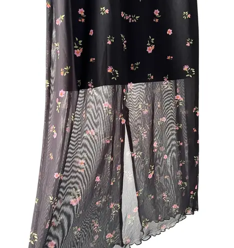 Stitch & Pine Babydoll Maxi Dress Womens M Floral Dark Fairy Romantic Coquette Blue Size M