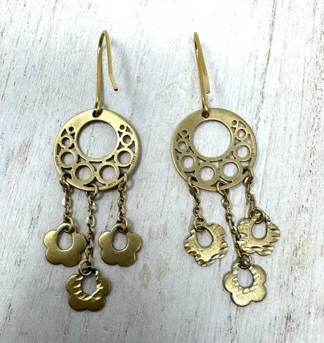 Solid 14K yellow gold dangle earrings, made in Italy