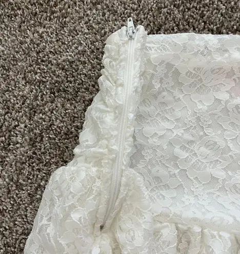 Dizzire White Lace Drop Waist Layered Mini Skirt Medium LoveShackFancy Style