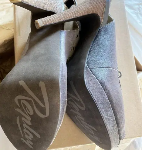 Replay women's 40 EU rough linen sling back stiletto heel MARIA open toe pumps Brown Size 9