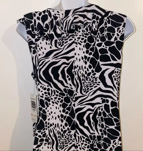 Tiana B . Black and White Sleeveless Wrap Around Dress 🆕 size large