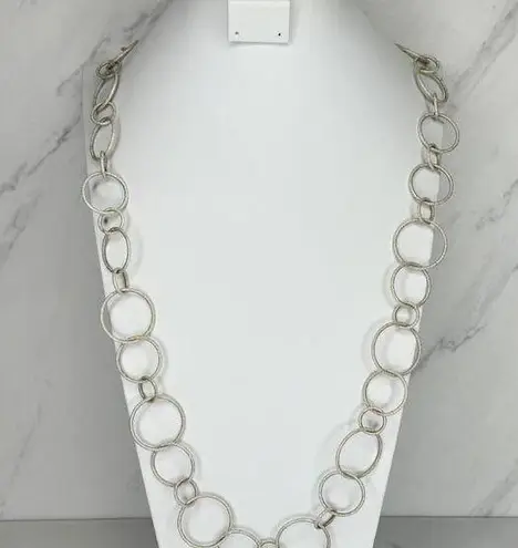 Joan Rivers Sparkly Silver Tone Long Chain Link Necklace ✨