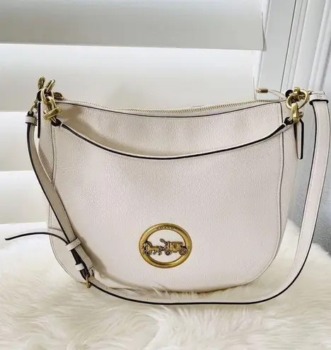 Coach NWT  F31400 Leather Elle Hobo Handbag in Chalk/Old Brass Carriage Logo $395