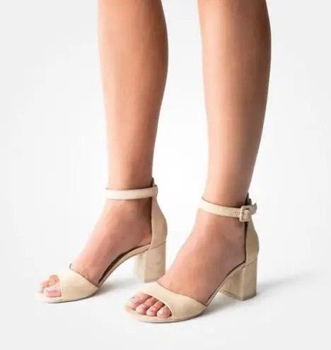  Beige Ankle Strap Heels - Size 11.5 (9 Paul green size)