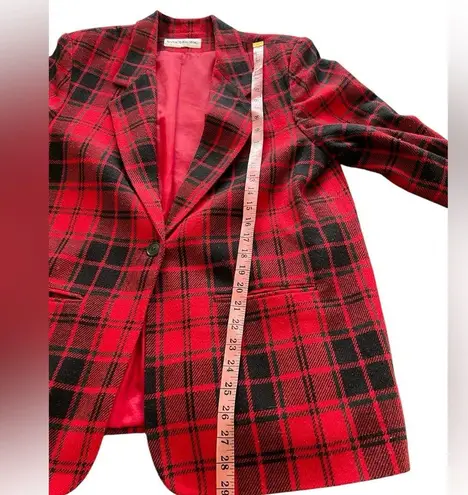 Norton Mcnaughton Vintage 80s 90s buffalo check red plaid wool tweed blazer, S
