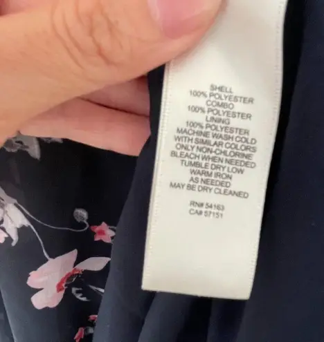 Eliza J Hi-Low Faux Wrap Belted Floral Navy Pink Maxi Dress | 2