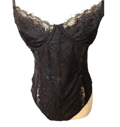 Iris  lingerie black lace teddy with underwire bra cups