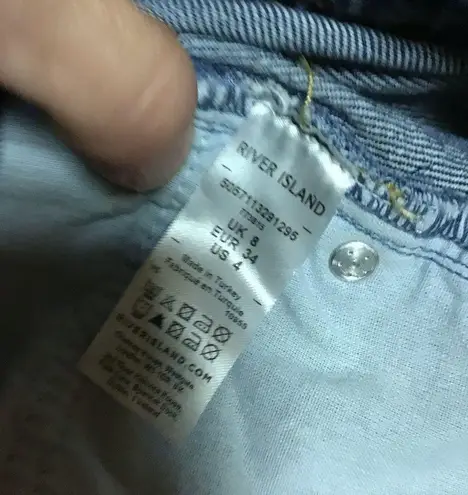 River Island distressed mini jean skirt