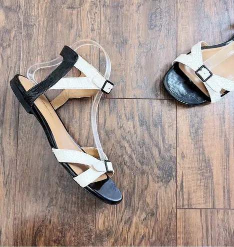 3.1 Phillip Lim • Daisy Ankle Strap Sandals white snakeskin black patent leather