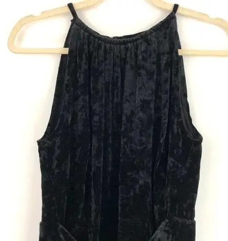 Lysse New Crushed Velvet Tassel Tie Waist Dress Sleeveless Mini Black