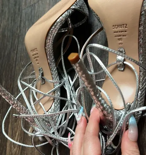 Schutz Vikki Metallic Leather Sandal