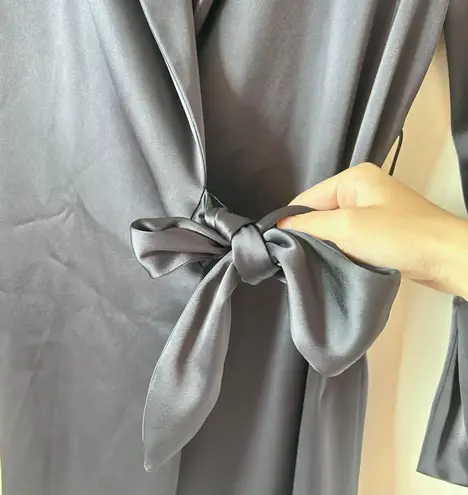 Nanushka Opium Satin Wrap Jacket Navy Blue Size M NWOT