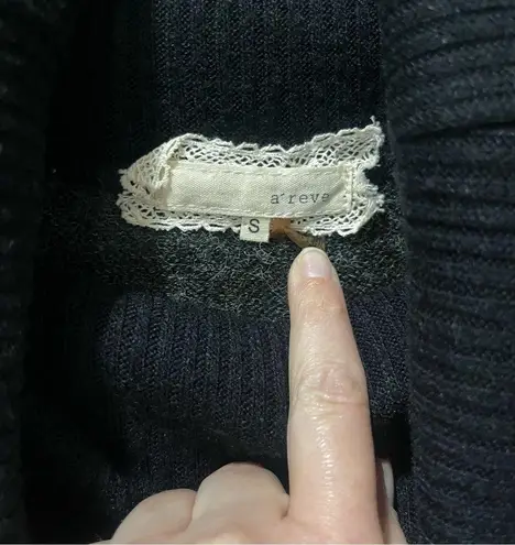 Anthropologie A'reve women Top sweater turtleneck Oversized Black Gray Sz Small