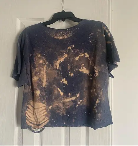 Marvel Captain America Cropped Cotton Tee Custom Bleach Splatter Crop Top