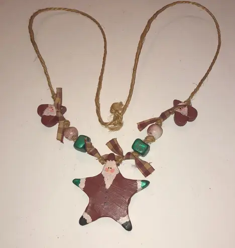 Lot of 2 Christmas Santa Holiday Chunky Fun Retro Necklaces