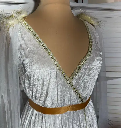 California Costumes Greek Goddess Angel Dress Sheer Crushed Velvet White/Gold 3X White