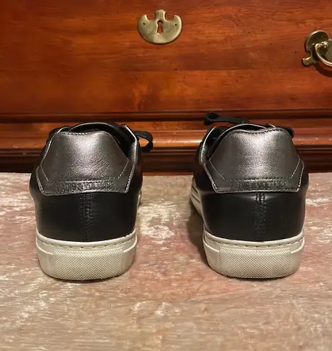 Zadig & Voltaire Women’s Leather Black Silver Studded Lace Up Sneakers ZV1747 $238 EUC 7