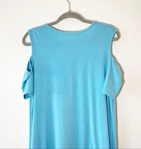 Jon & anna New York Sky Blue Cold Shoulder Dress L Beach Coverup Vacay Cruise Lg