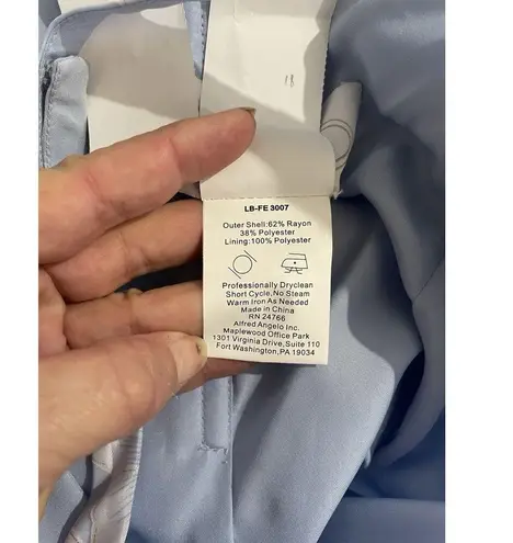 Alfred Angelo Blue & White Floral Crepe Halter Gown SZ 8