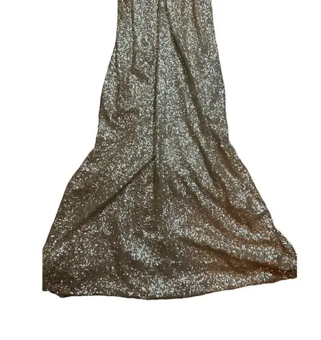 Sorella Vita Dress Gold Sequin Maxi Spaghetti Strap Bridesmaid Party Dress size