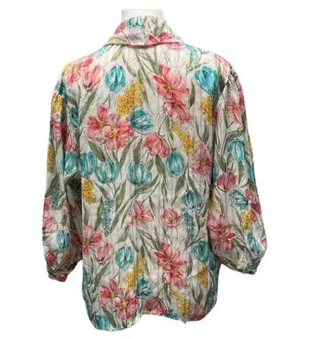 Vintage Floral tie front sheer blouses size 14 White