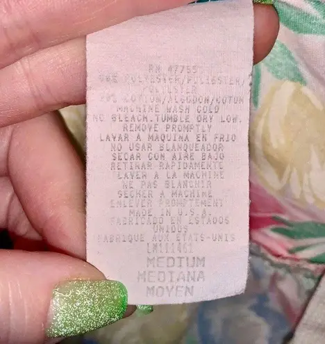 Lady Manhattan vintage pastel floral puff sleeves button Down nightgown