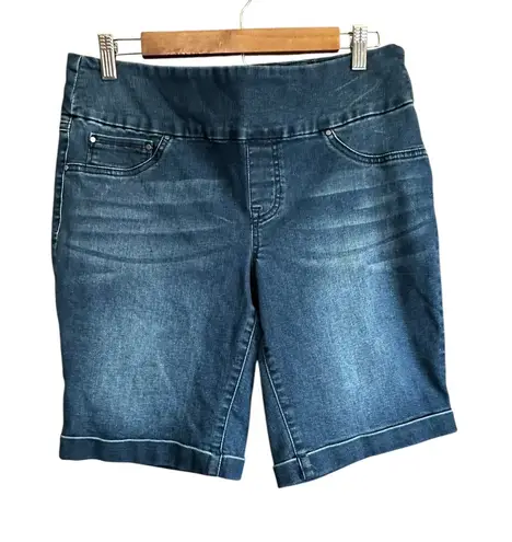 Natural Reflections Women Denim Shorts Comfort Stretch Elastic Waist Blue Size S