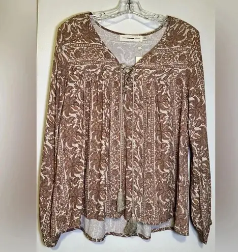 NWT Eternal Sunshine Creations Revolve lace up bohemian blouse size XS/S Revolve Brown