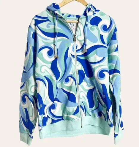 Hill House  The Allie Zip-Up Jacket in Ocean Kaleidoscope Print Size S