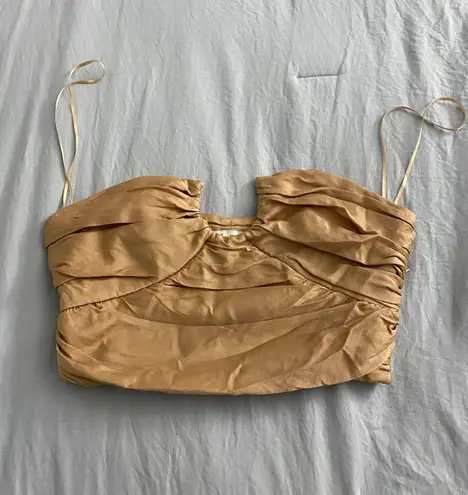 ZARA Satin Gold Corset Cropped Top