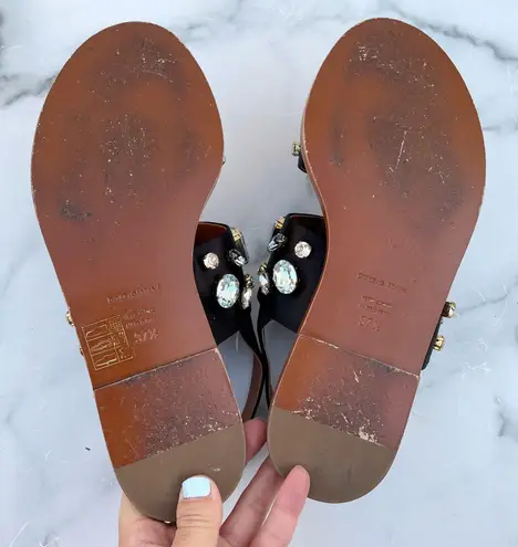 Dolce & Gabbana women’s jeweled satin flat sandal size IT 37.5 US 7.5