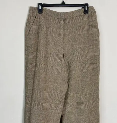 Dana Buchman Women's Size 12 High Rise Plaid Wool Blend Trouser Dress Pants Tan
