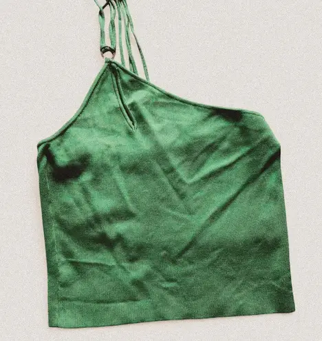 Kookai Green Ribbed Halter Tank w/ Silver Ring Detail – Y2K Retro Chic (Sz 1)