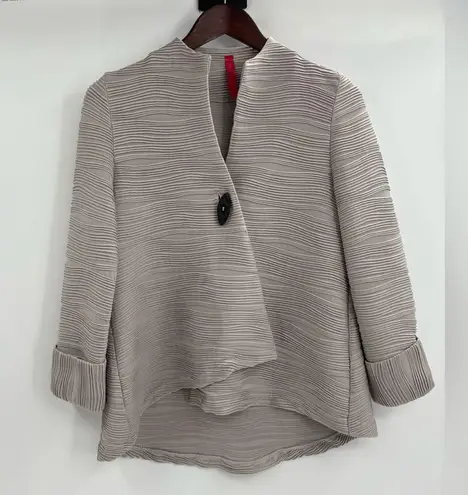 Ic collection textured lag n and look grey Foil Asymmetric Jacket in Gray small