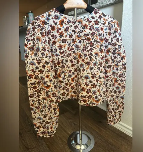 ZARA  Quilted Floral Printed Top Size XS