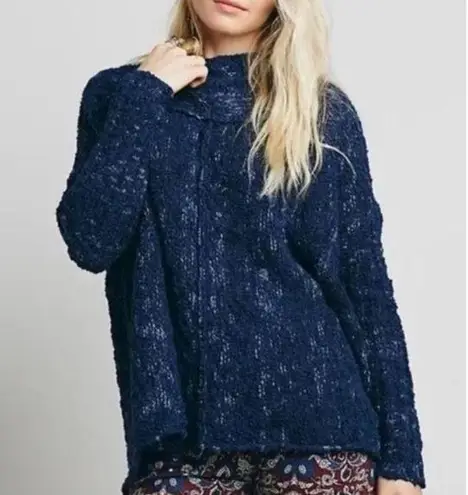 Free People Blue Nightingale boucle knit oversized swing sweater M