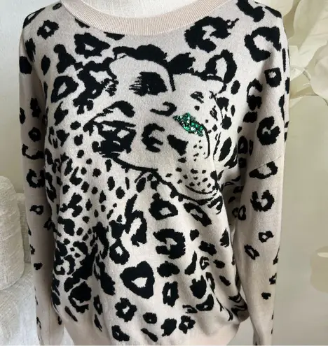 Rebecca Taylor Jacquard Print Pullover Long Sleeve Wool Sweater